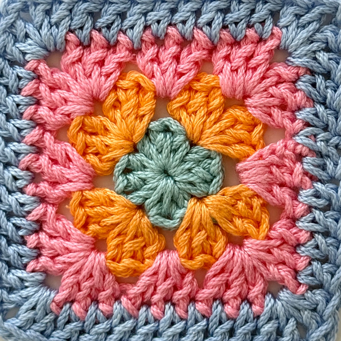 Storm Blue Hoodie with 3 Granny Squares
