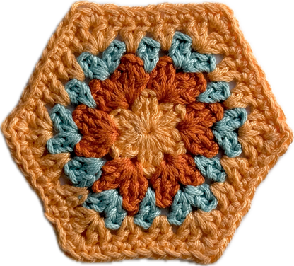Coral with 2 Granny Hexagons