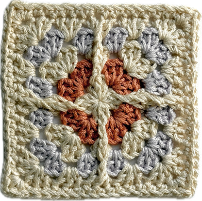 Coral Hoodie with 3 Granny Squares