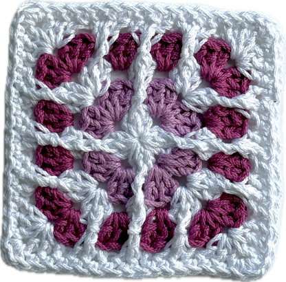Mauve Hoodie with 2 Granny Squares