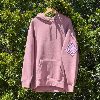 Mauve Hoodie with 2 Granny Squares