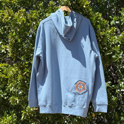 Storm Blue Hoodie with 4 Granny Hexagons