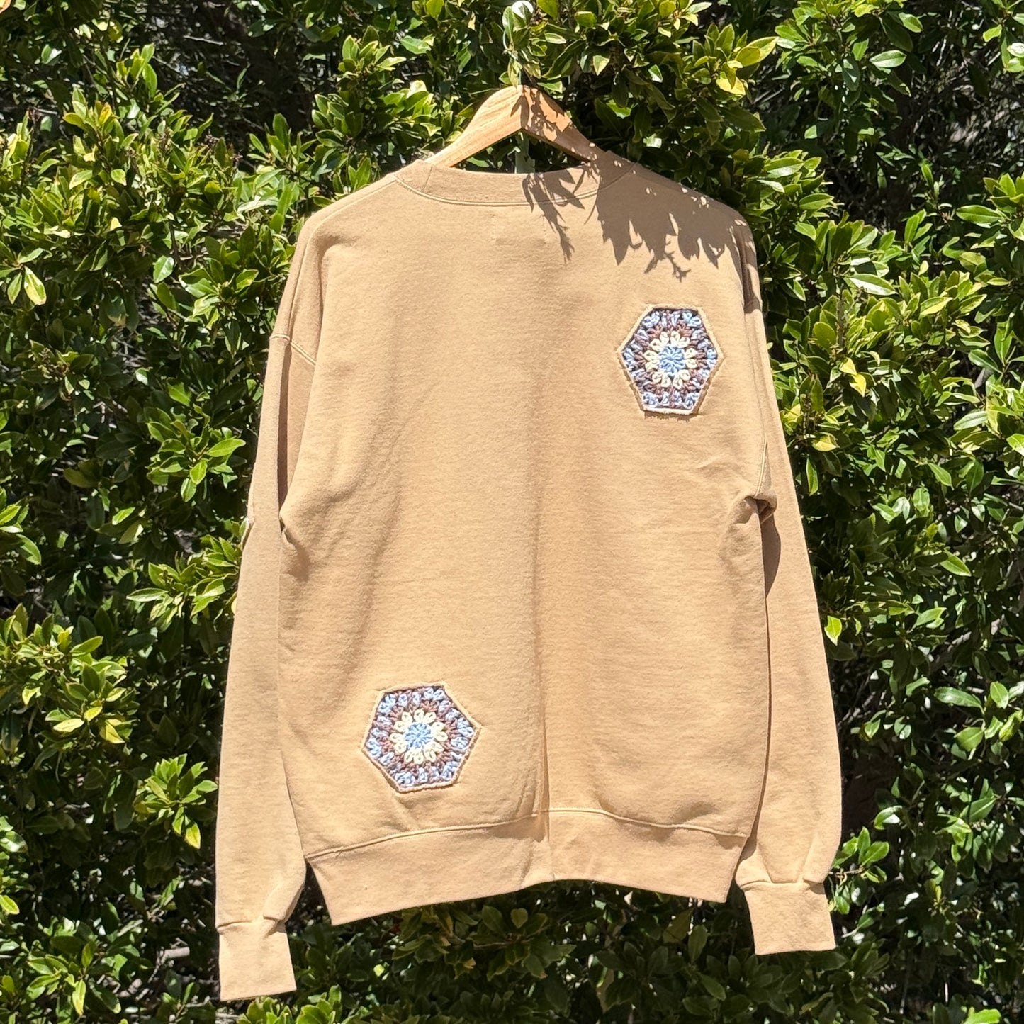 Tan with 4 granny hexagons